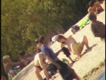 College nudist sluts on hidden beach voyeur vid