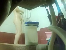 Hidden cam catches hairy woman shower