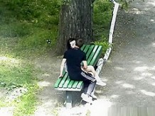 Teen couple park handjob